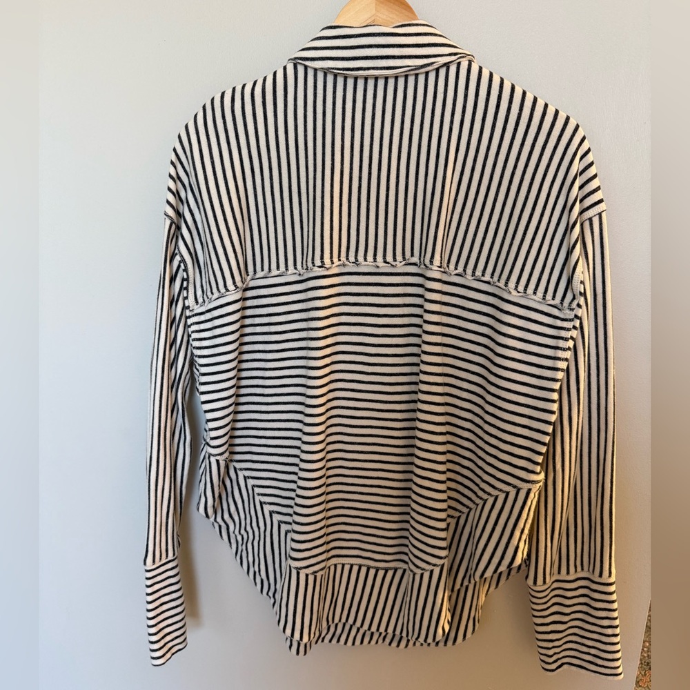 Pilcro Spliced Henley Top, ivory/black stripe, size medium - Picture 6 of 6